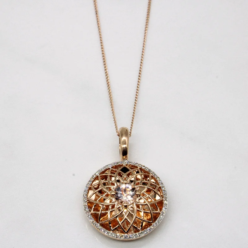 Cluster charm necklaces-Morganite & Diamond Pendant & Necklace | 0.60ct, 0.20ctw | 16" |