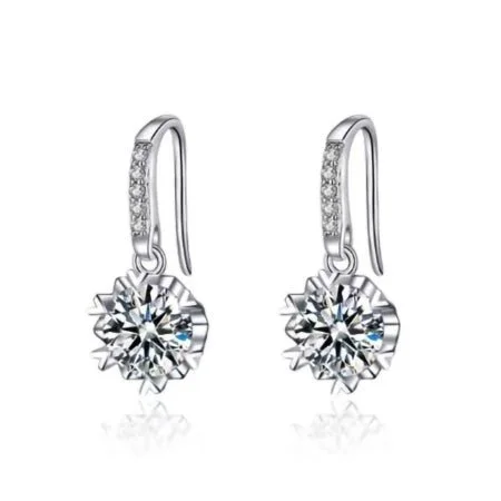 Modern stud earrings-Frida Round Lab Diamond Dangling Earrings