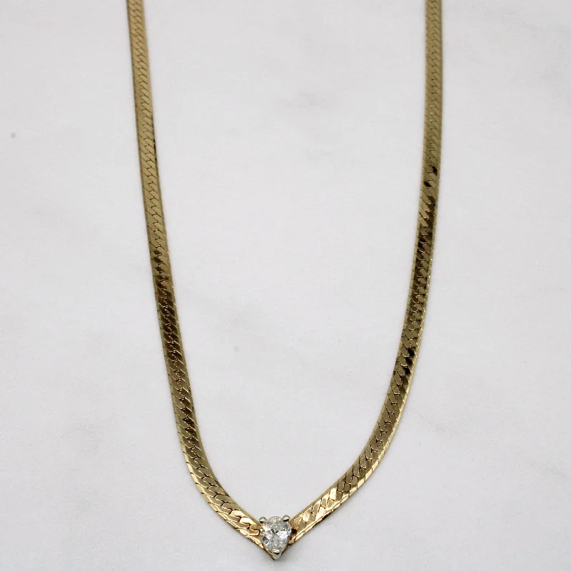 Vintage pearl necklaces-Pear Cut Diamond Necklace | 0.35ct | 16" |