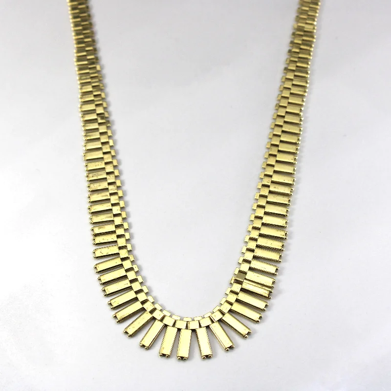 Bold collar necklaces-Textured Yellow Gold Necklace | 17"|