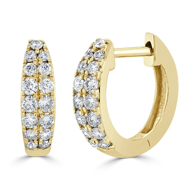 Coin-shaped earrings-14k Gold & Diamond Huggie Earrings