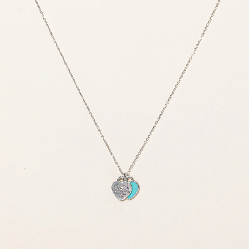 Wooden bead necklaces-'Tiffany & Co.' Return to Tiffany Two Heart Necklace | 16" & 18" |