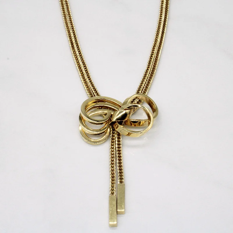 Long pendant necklaces-'Tiffany & Co' Vintage 14k Yellow Gold Bow Necklace with Wheat Chain | 15" |