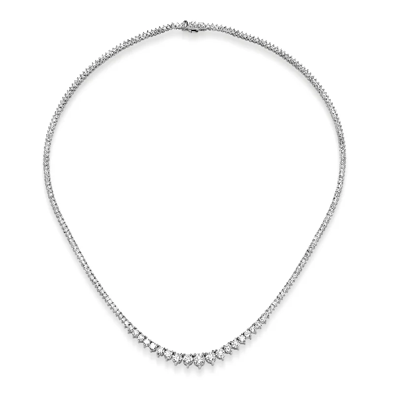 Baroque pearl necklaces-7.50 ct Round Brilliant Cut Lab Grown Diamond Graduated Tennis Necklace in 14k White Gold