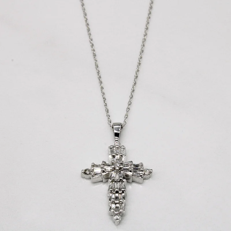 Wire-wrapped necklaces-Diamond Cross Pendant & Necklace | 0.55ctw | 18" |