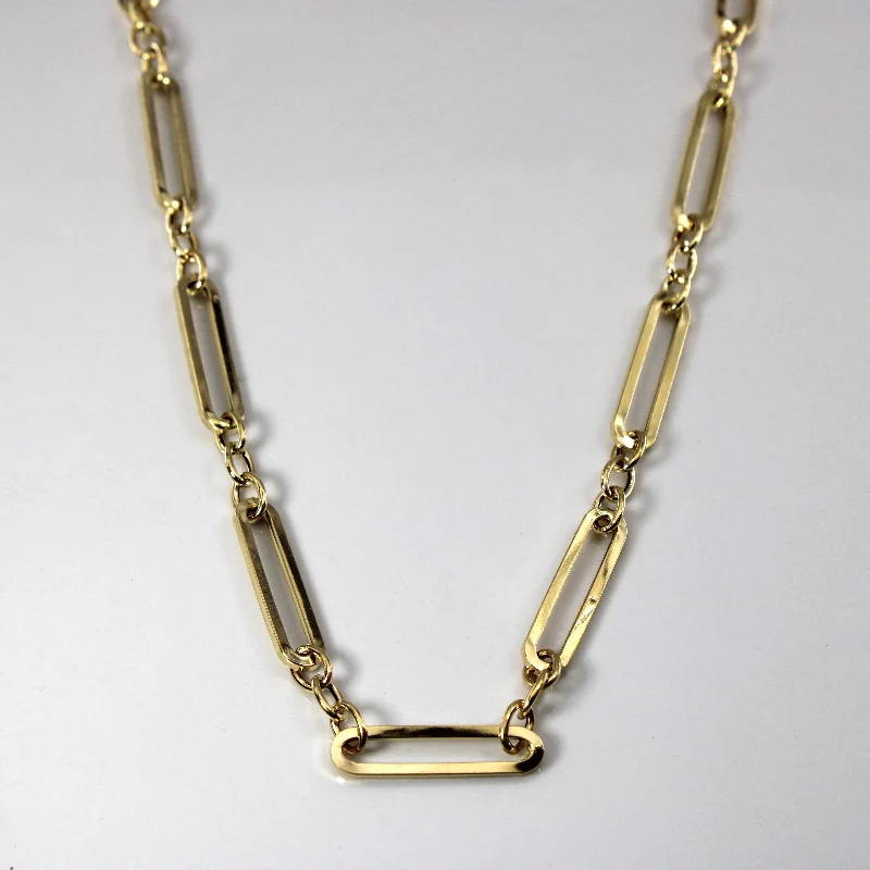 Chevron pattern necklaces-18k Yellow Gold Elongated Rolo Chain Necklace | 16"|