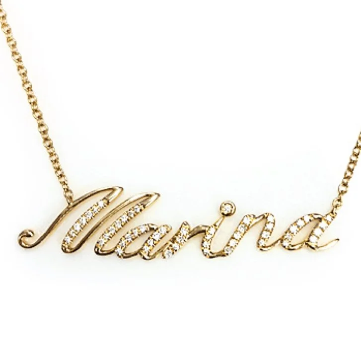 Fringe tassel necklaces-MARINA Name Plate - N4516A