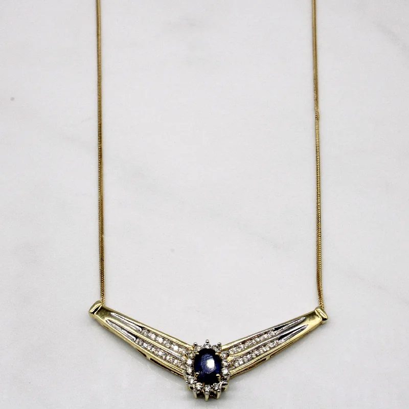 Sunflower pendant necklaces-Sapphire & Diamond Pendant Necklace | 0.70ct, 0.30ctw | 17" |