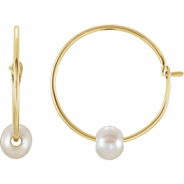 Infinity loop earrings-Petite Pearl Hoop Earrings