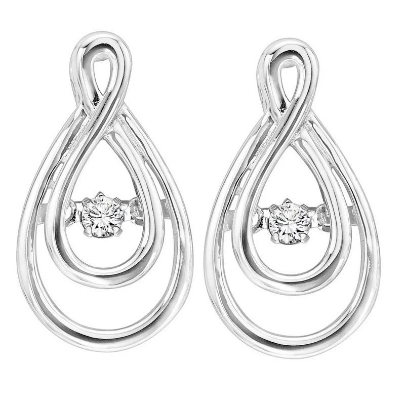 Shell motif earrings-14K White Gold Diamond Teardrop Earrings 1/8 ctw