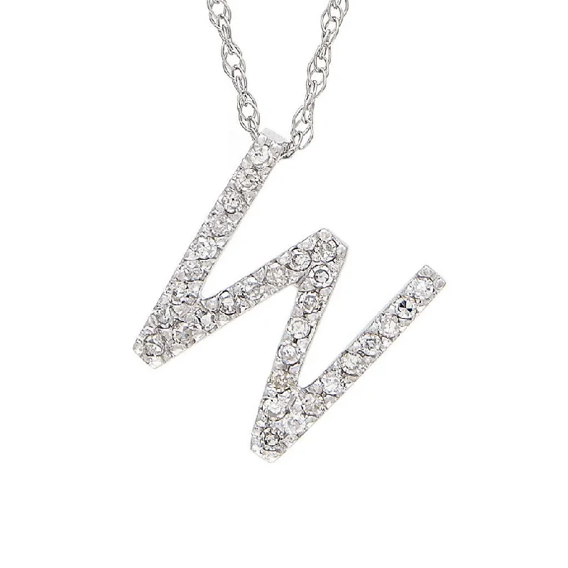 Luxe diamond necklaces-14K Gold Initial "W" Necklace With Diamonds (Big)