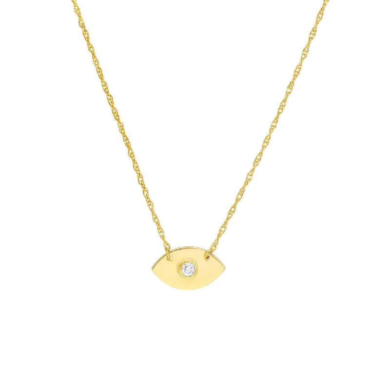 Rose gold necklaces-14K Yellow Gold So You Diamond Evil Eye Necklace