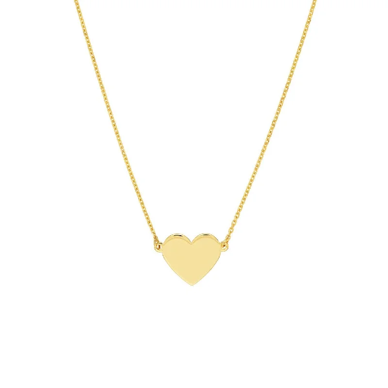 Spiral pendant necklaces-14K Yellow Gold Simple Flat Heart Adjustable Necklace