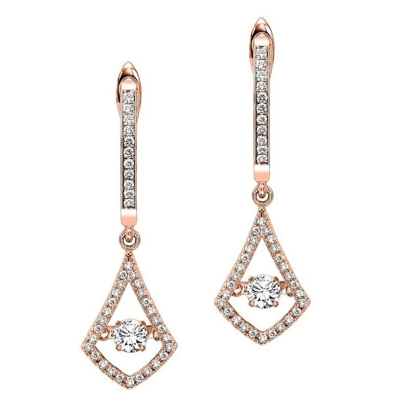 Floral hoop earrings-14K Rose Gold Diamond Rhythm Of Love Earrings 1/2 ct.