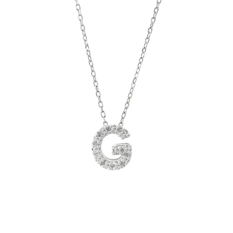 Rose quartz necklaces-14K Gold Initial "G" Necklace With Diamonds