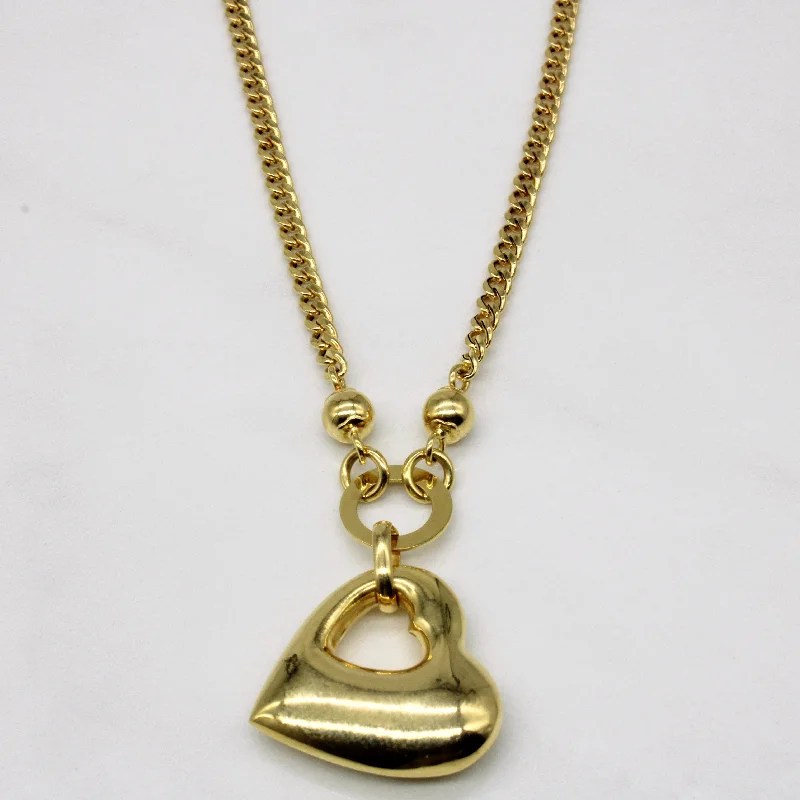 Art deco necklaces-18k Yellow Gold Heart Charm Necklace | 18" |