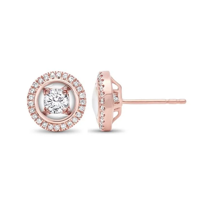 Nautical theme earrings-14K Rose Gold Diamond Earrings 1/3 ct