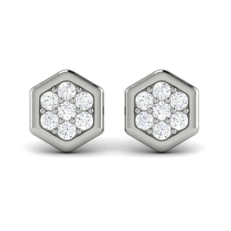 Textured disc earrings-Diamond Cluster Honeycomb Stud Earrings