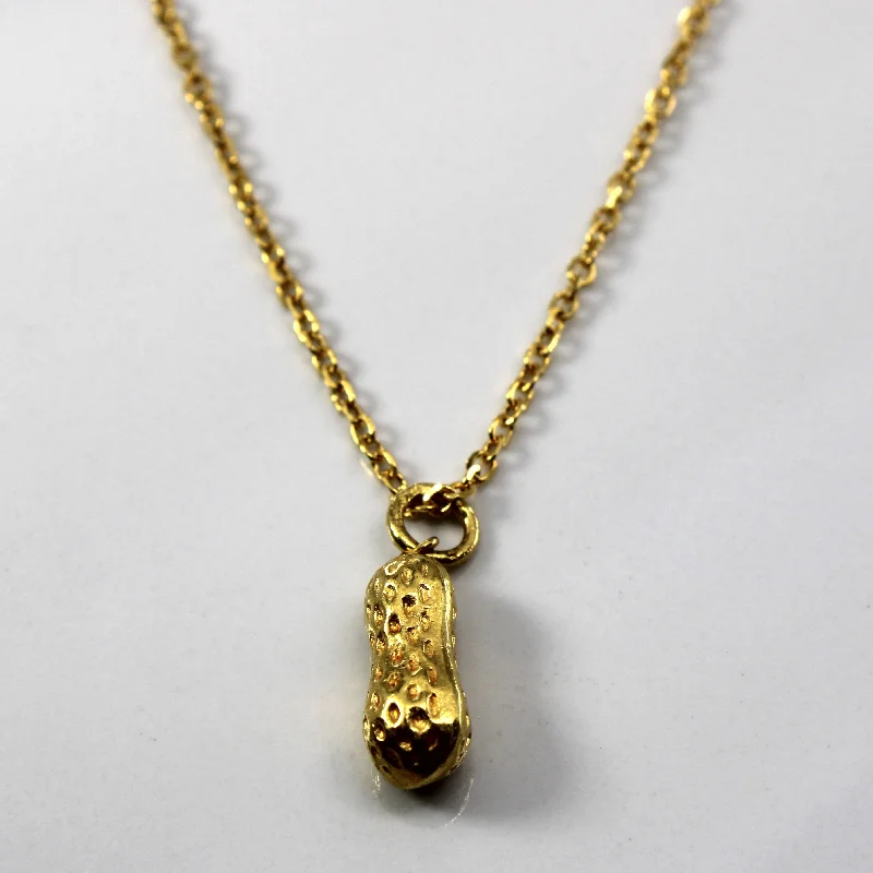 Chunky chain necklaces-24k Yellow Gold Peanut Pendant Necklace | 17"|