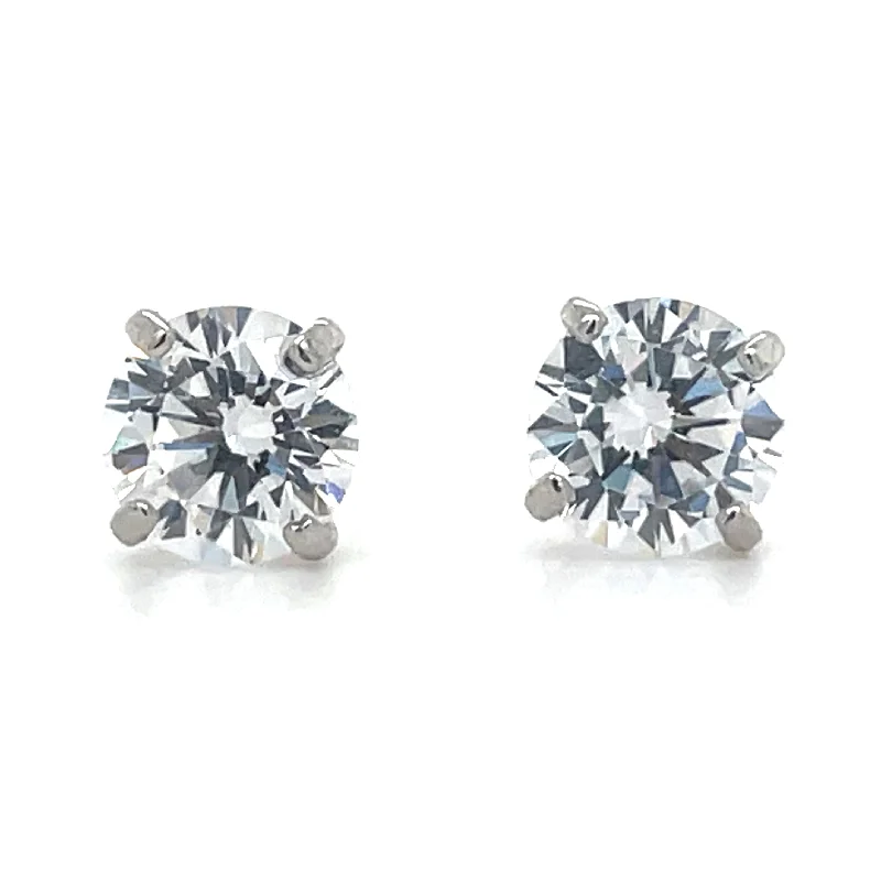 Minimalist dot earrings-9ct White Gold Four Claw Cz Stud Earrings