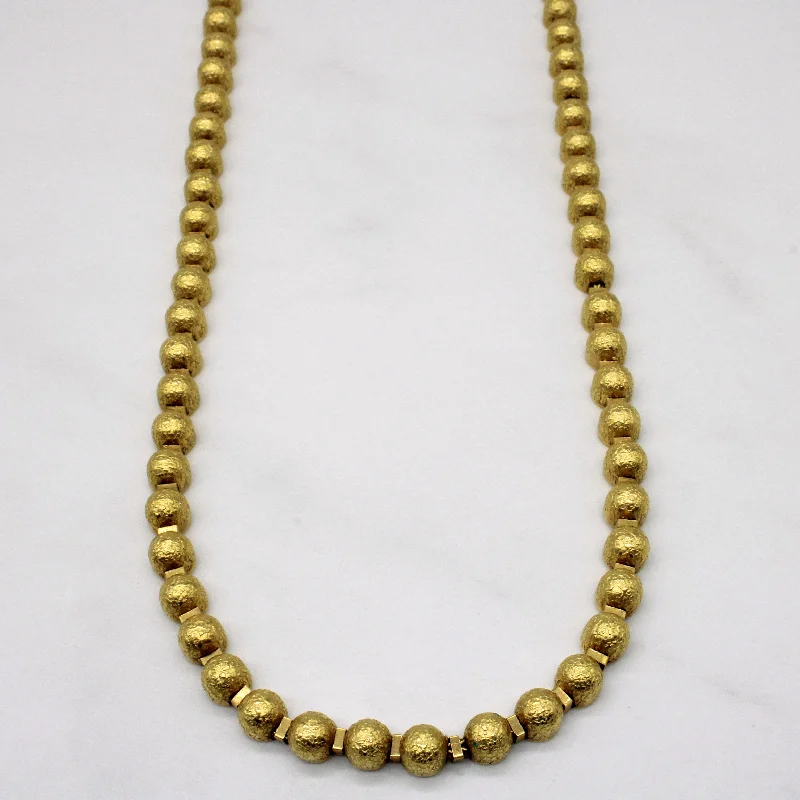 Artisan crafted necklaces-Vintage Italian 18k Yellow Gold Beaded Chain Necklace | 16" |