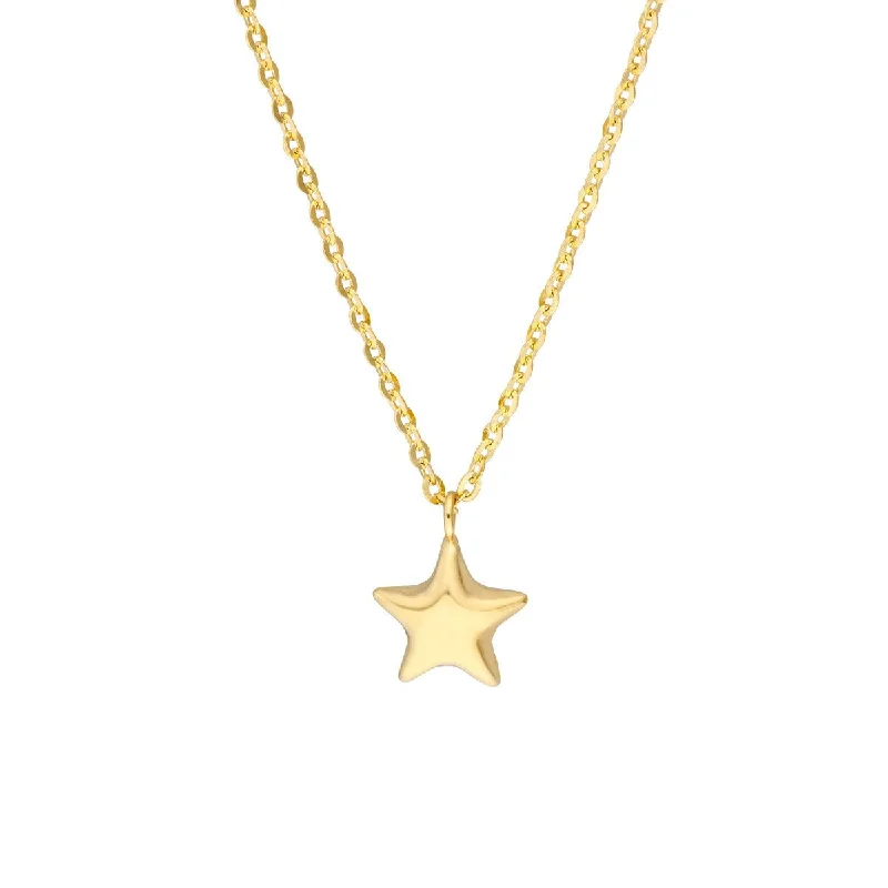 Butterfly charm necklaces-14K Yellow Gold Child's Puff Star Chain Necklace