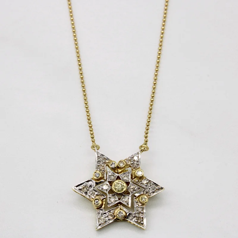 Tribal woven necklaces-Diamond Snowflake Necklace | 0.20ctw | 16" |