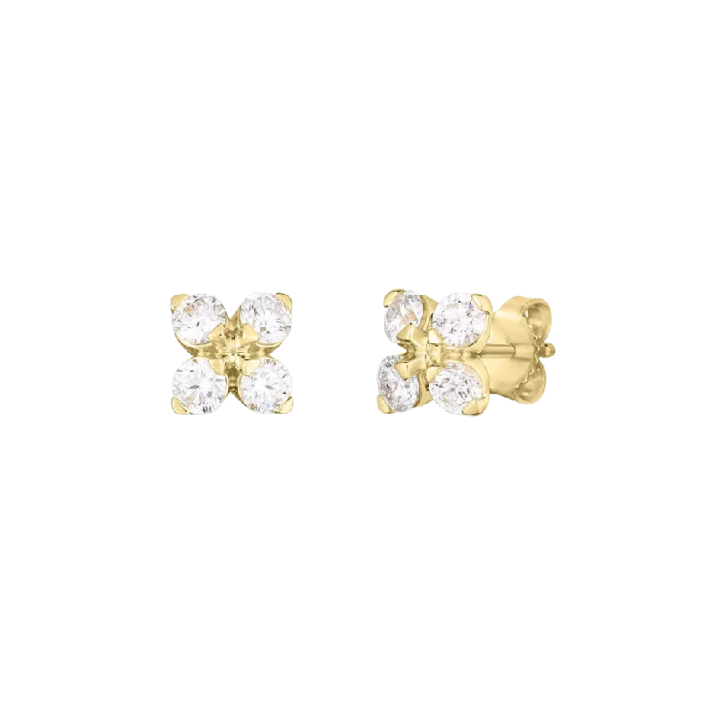 Geometric stud earrings-Roberto Coin 18K Diamond Verona Flower Stud Earrings