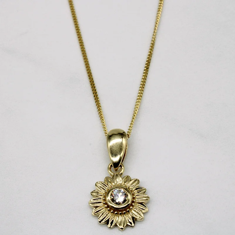 Sculpted chain necklaces-Diamond Flower Pendant & Necklace | 0.26ct | 16" |