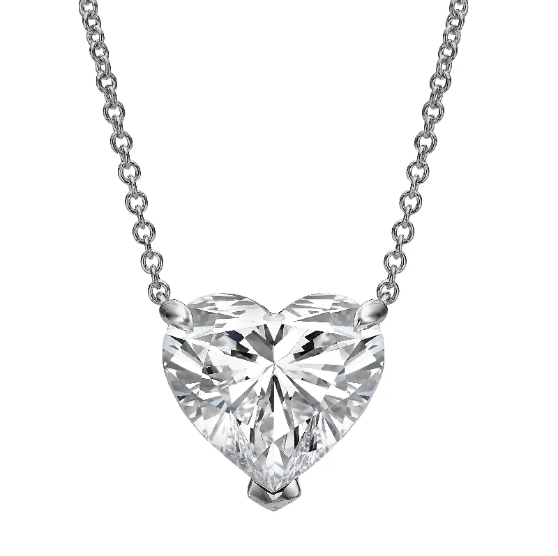 Teardrop gem necklaces-5.12 ct Lab Grown Heart Shape Diamond Solitaire Pendant Necklace