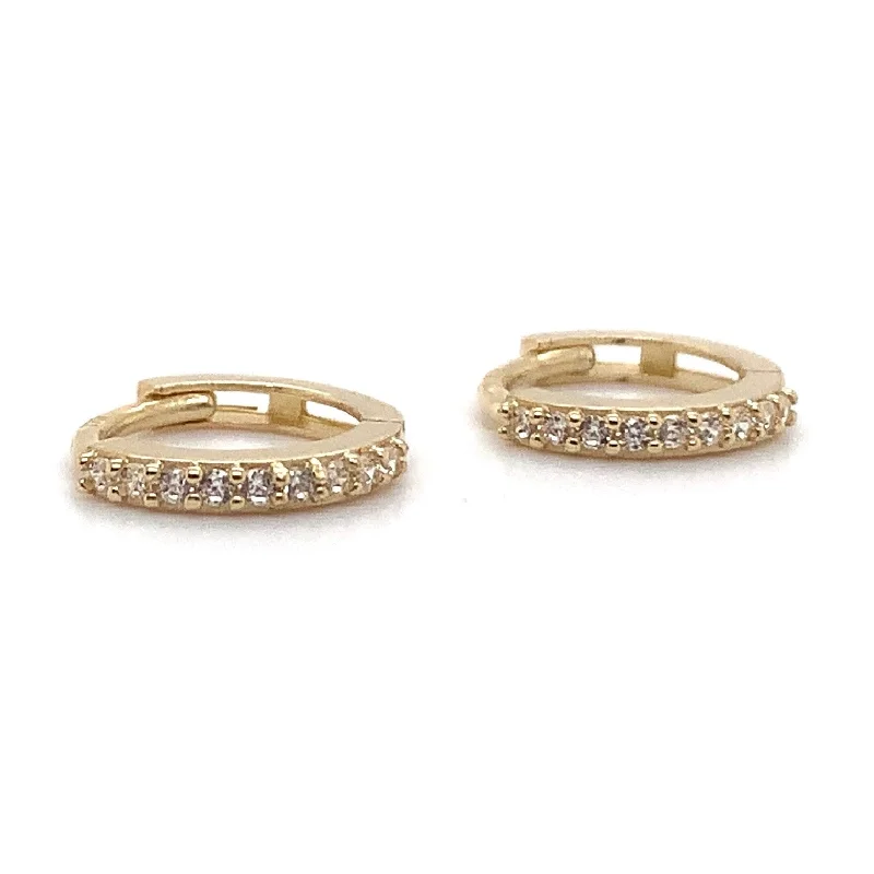 Bold dangle earrings-9ct Yellow Gold CZ Huggie Hoop Earrings