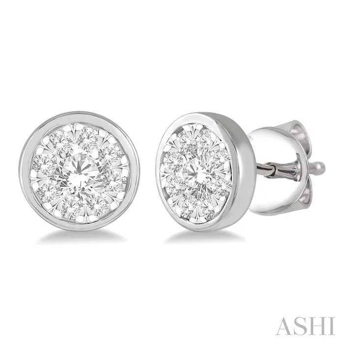 Moon phase earrings-ROUND SHAPE LOVEBRIGHT ESSENTIAL DIAMOND STUD EARRINGS