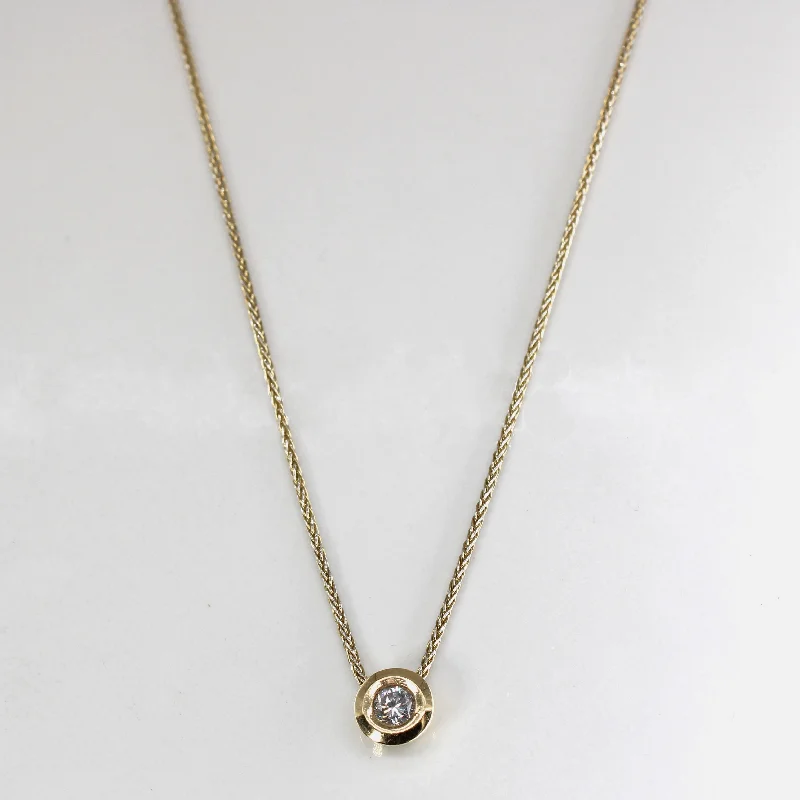 Y-drop necklaces-Diamond Bezel 10k Wheat Chain Necklace | 0.30ct | 16" |