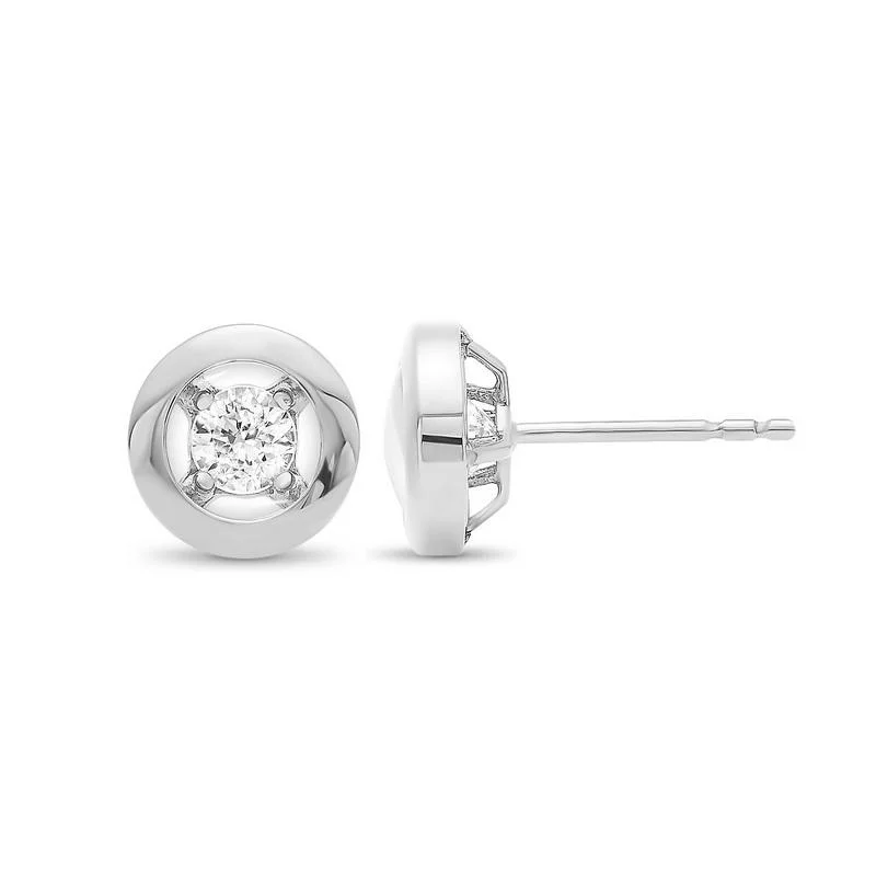 Minimalist dot earrings-10K White Gold Diamond Earrings 1/6 ct