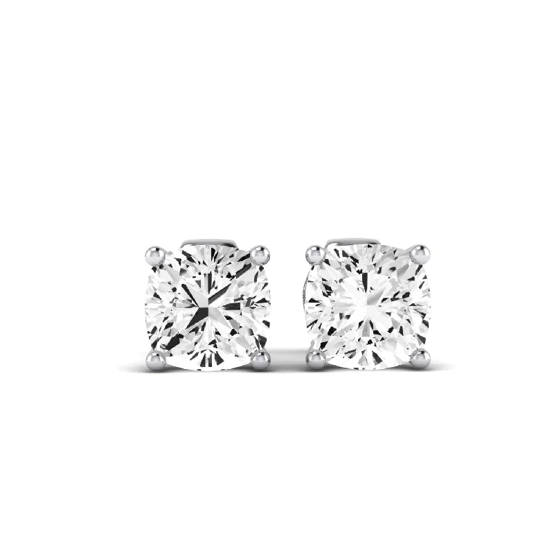 Rose gold earrings-Elowen Cushion Cut Moissanite Stud Earrings