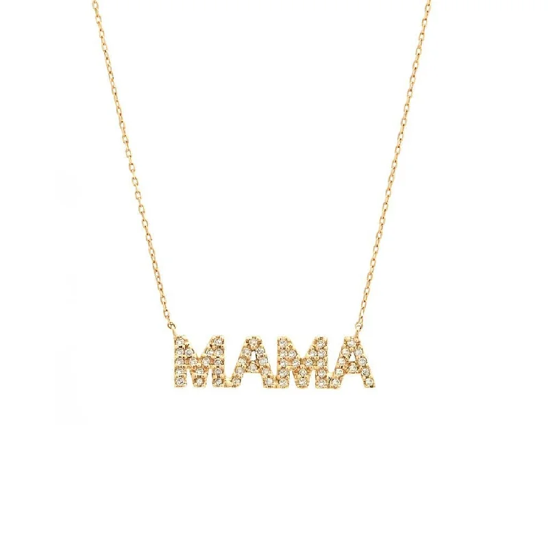 Luxe diamond necklaces-14K Yellow Gold Mommy Single Micro Pave Diamond Necklace