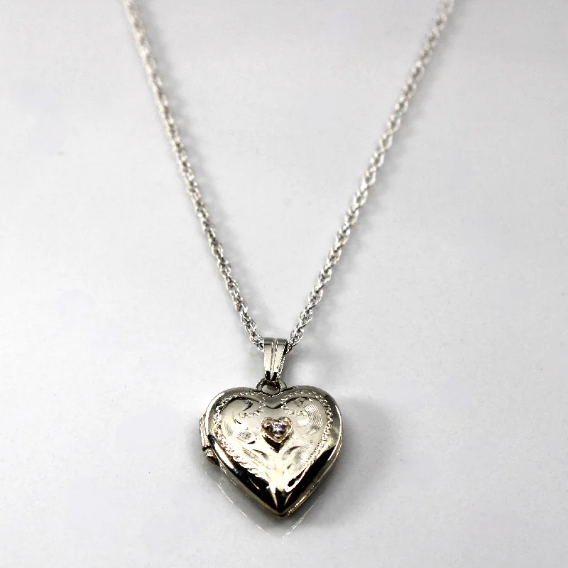 Multi-strand necklaces-Diamond Heart Locket Necklace | 0.02ct |18"|