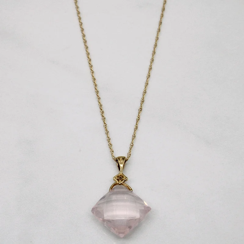 Sculpted chain necklaces-Quartz & Diamond Pendant & Necklace | 6.50ct, 0.01ct | 18" |