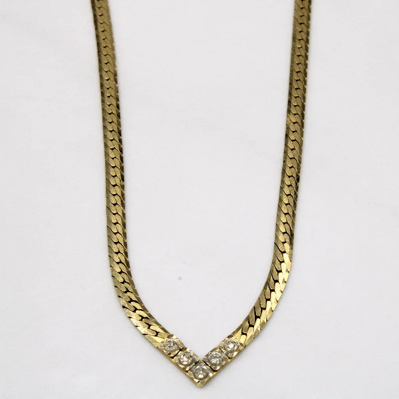 Ocean wave necklaces-Diamond Chevron 14k Necklace | 0.02ctw | 16" |