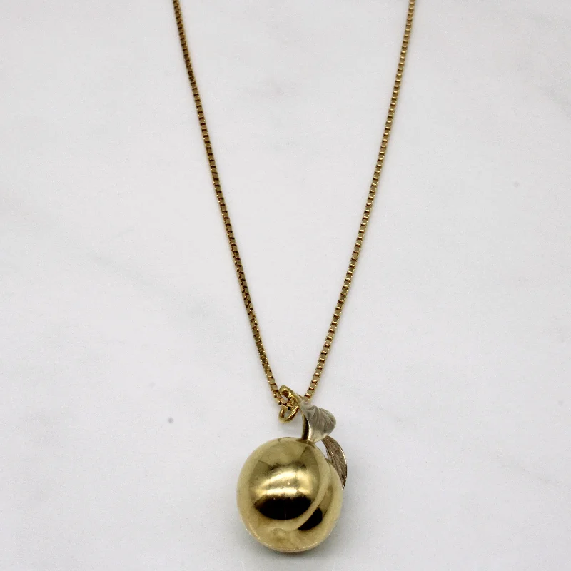 Chunky chain necklaces-14k Two Tone Gold Apple Pendant & Necklace | 20" |