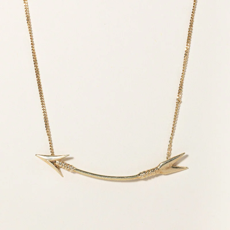 Artisan crafted necklaces-14k Yellow Gold Arrow Pendant Choker | 15" |