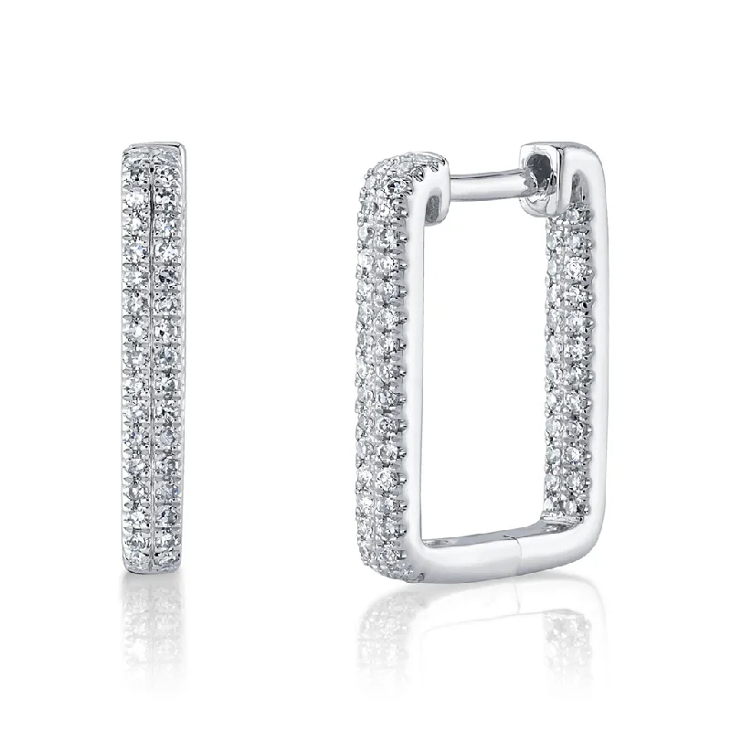 Swarovski crystal earrings-Shy 14Kw Diamond Double Huggie Earrings