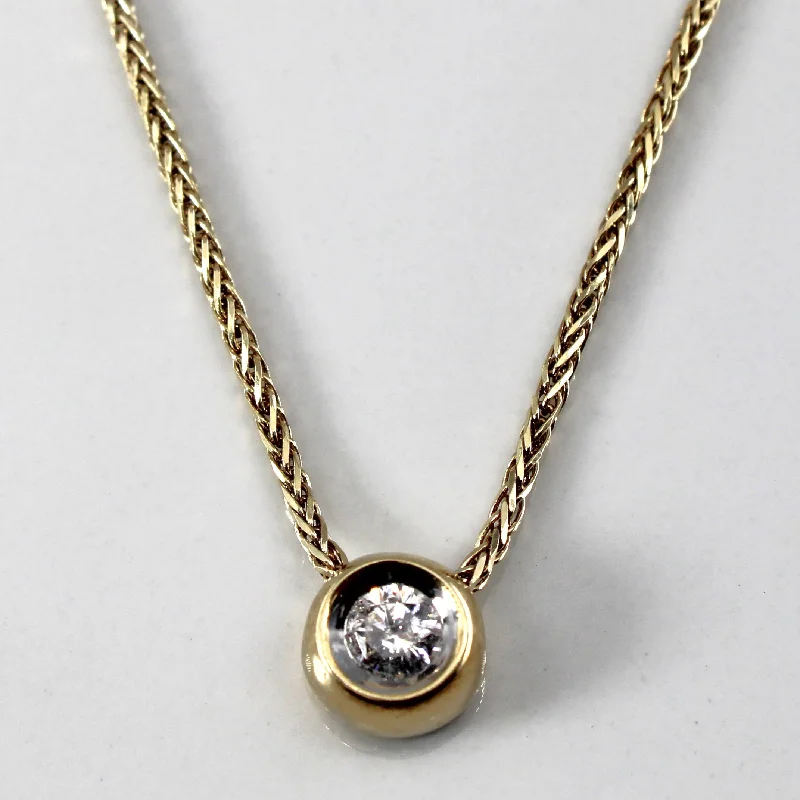 Adjustable cord necklaces-Bezel Set Diamond Pendant Necklace | 0.21ct | 14"|