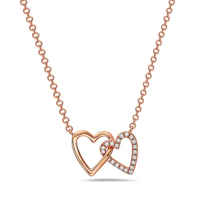 Toggle clasp necklaces-14K Rose Gold Intertwined Hearts Diamond Pendant