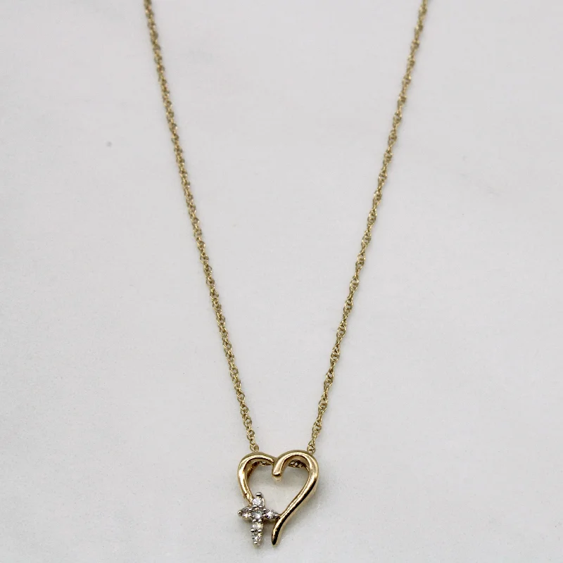 Y-drop necklaces-Diamond Heart Pendant & Necklace | 0.03ctw | 18" |