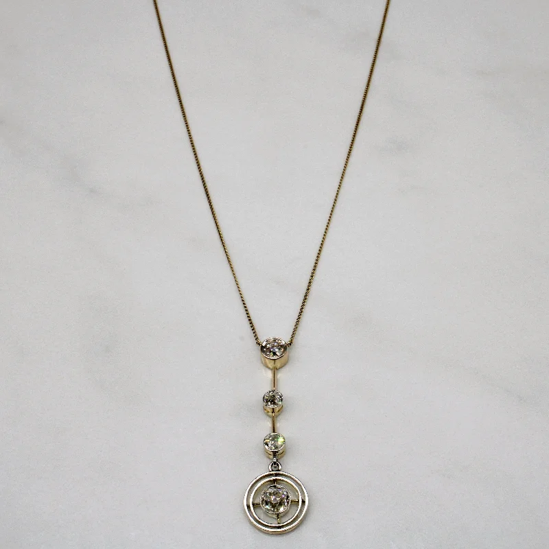 Infinity knot necklaces-Early 1900s Old Mine and Old European Cut Diamond Drop Pendant Necklace | 0.91ctw | 19" |