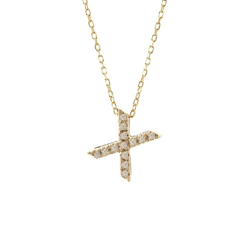 Teardrop gem necklaces-14K Gold Initial "X" Necklace With Diamonds