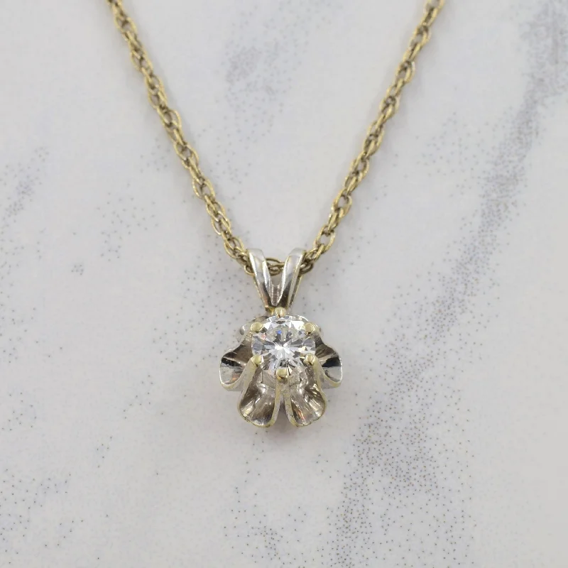 Asymmetrical necklaces-Cathedral Diamond Pendant Necklace | 0.15ct | 16.5" |