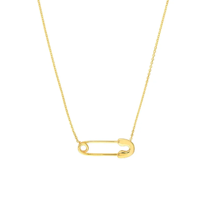 Organic shape necklaces-14K Yellow Gold Safety Pin Necklace