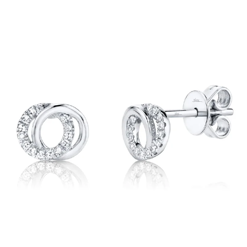 Coin-shaped earrings-Shy 14Kw Diamond Love Knot Earrings